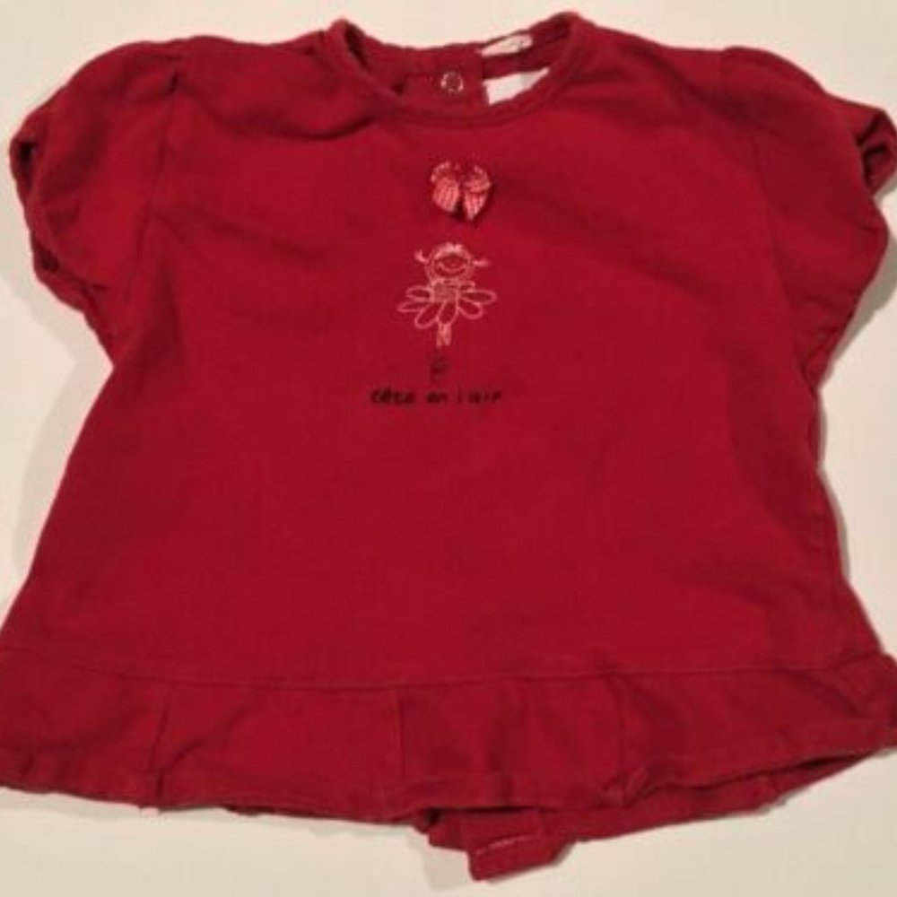 CONFETTI French Boutique Girls' "TETE EN L'AIR" SSl Top ~ Sz 12m